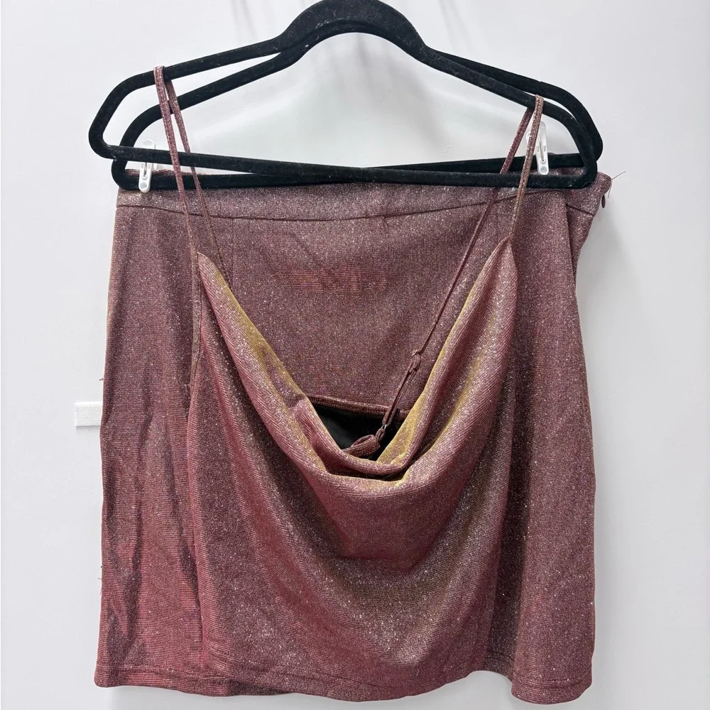 SHEIN Sz 2XL Two Piece Metallic Rose Top/Skirt